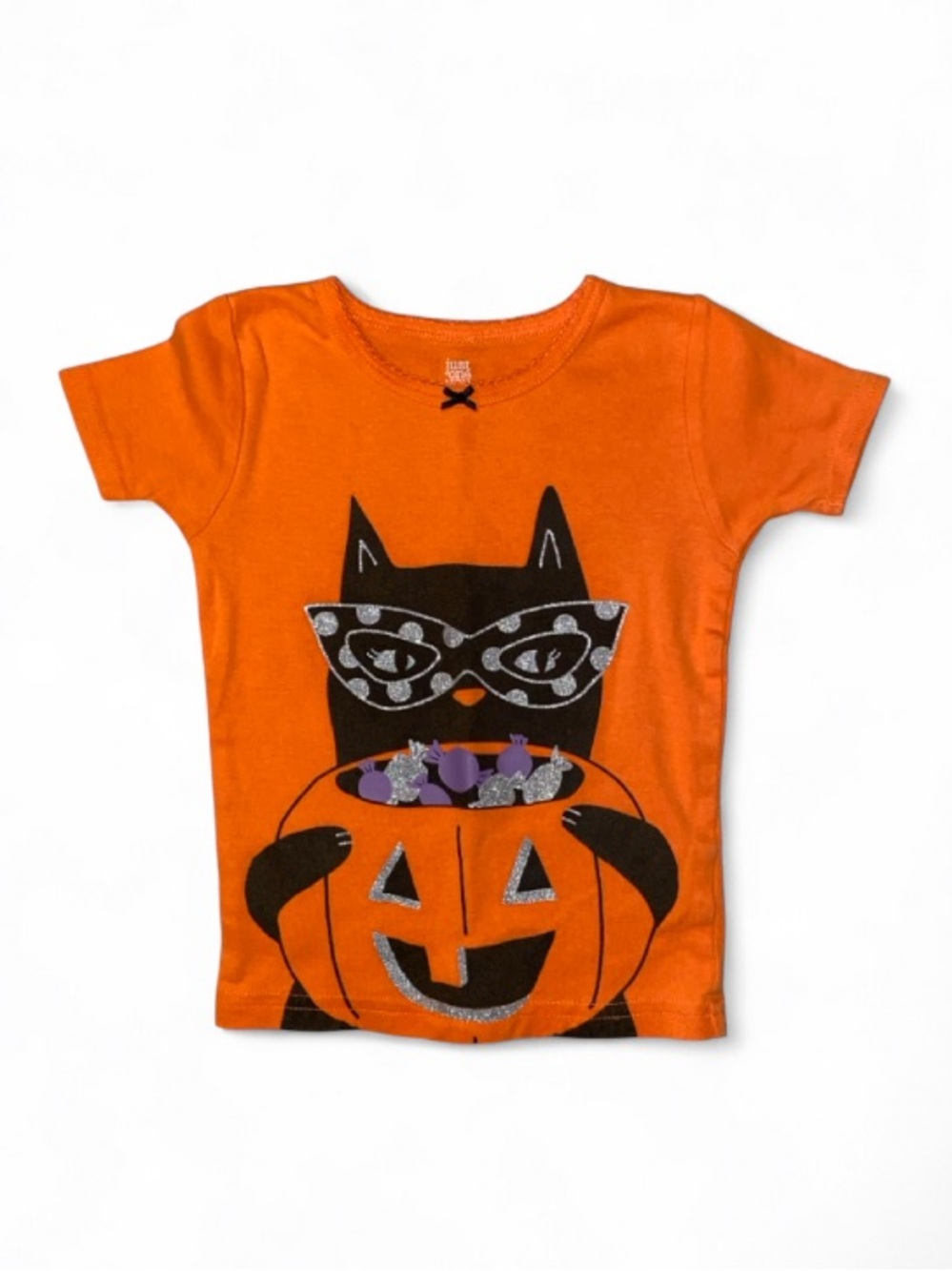 Carter's Orange Cat & Pumpkin Tee with Black Polka Dot Leggings - Picture 3 of 8